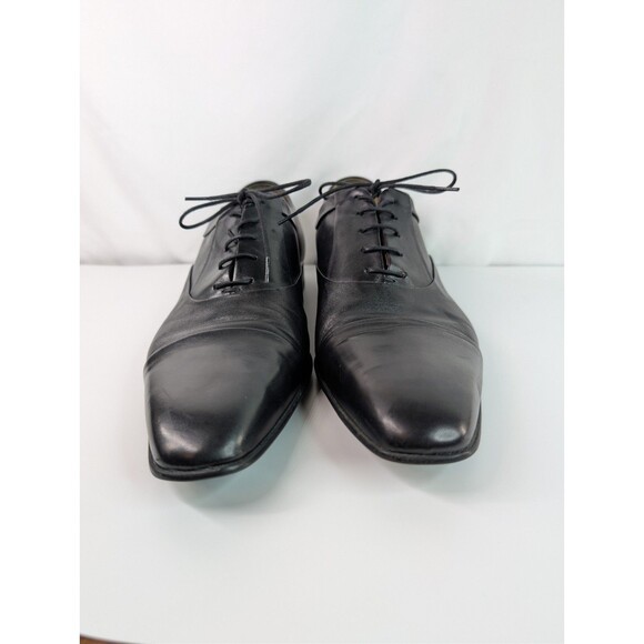 ZARA Man Shoes 44 US 11 Men's Black Leather Oxford Derby Lace Up Dress Cap Toe - Picture 5 of 13